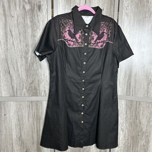 Boozelele Shirt Dress Button Up Short Sleeves Ravens Western Size 2XL